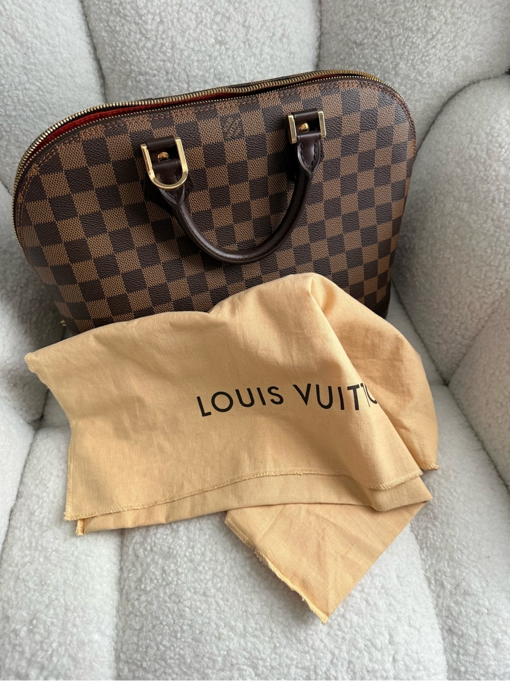 Louis Vuitton Brown Checkerboard Satchel with Dark Brown Trim - Picture 6 of 8